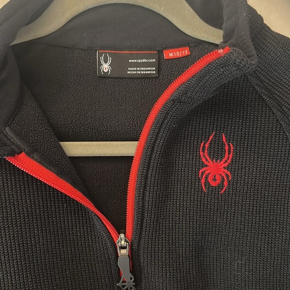 SPYDER Jacket Boy M 10/12 CONSTANT STRYKE Waffle Sweater Coat Fleece Full Zip - Picture 5 of 5